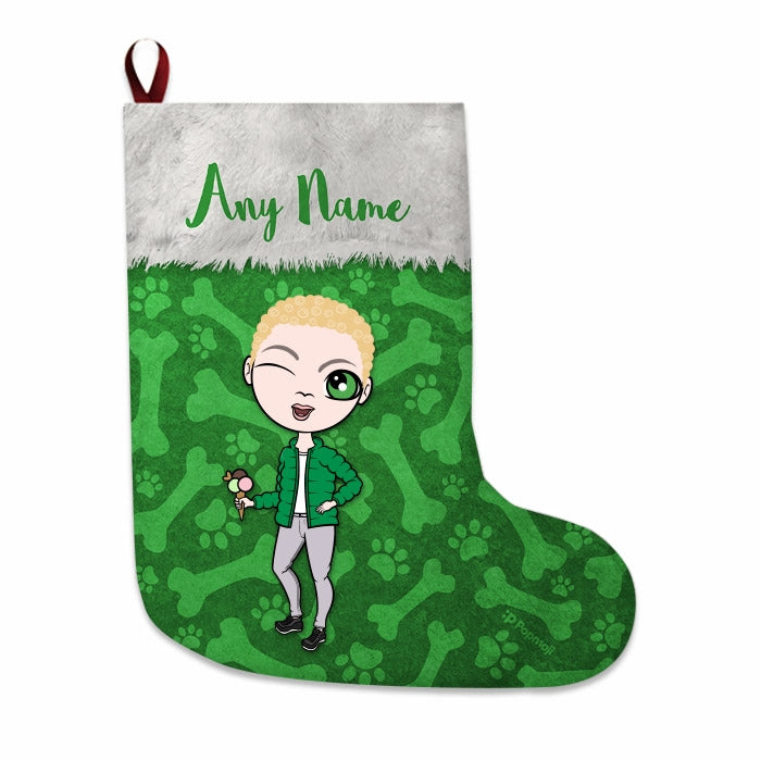 Boys Personalized Christmas Stocking - Bones Pattern - Image 3