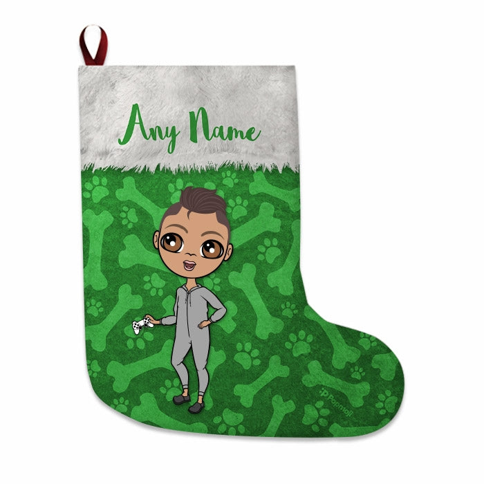 Boys Personalized Christmas Stocking - Bones Pattern - Image 1