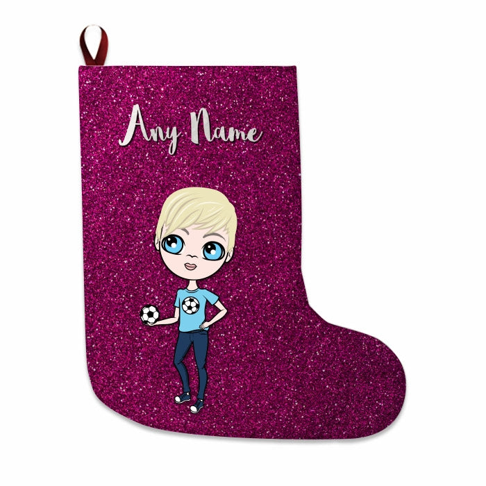 Boys Personalized Christmas Stocking - Pink Glitter - Image 2