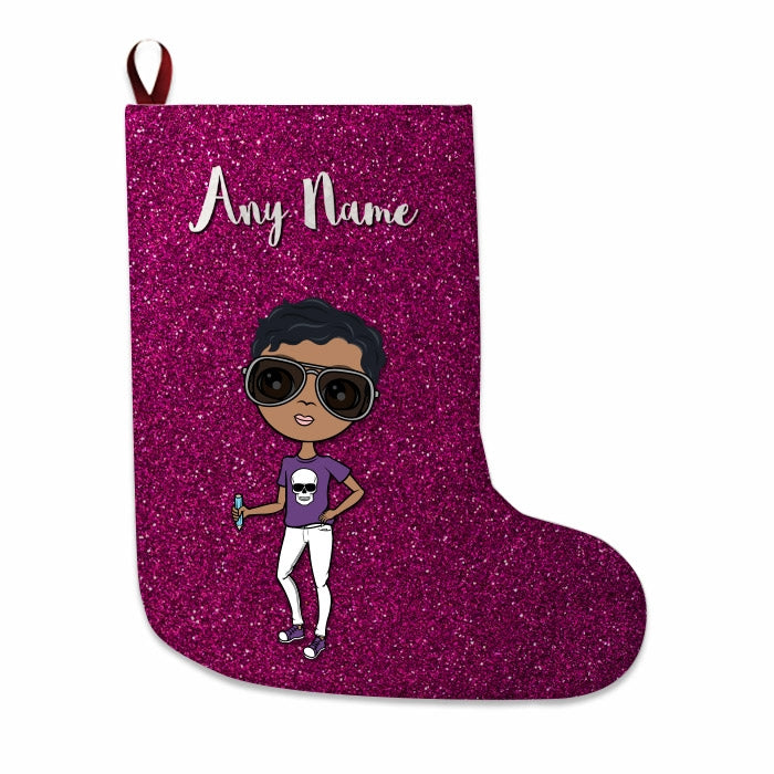 Boys Personalized Christmas Stocking - Pink Glitter - Image 4