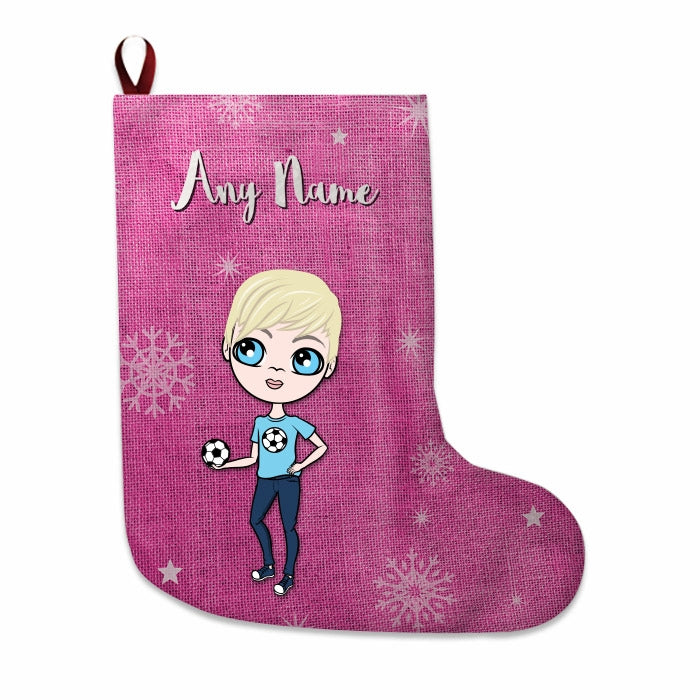 Boys Personalized Christmas Stocking - Pink Jute - Image 2