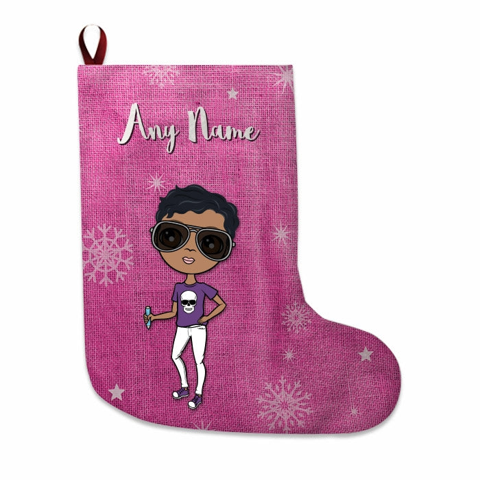Boys Personalized Christmas Stocking - Pink Jute - Image 3