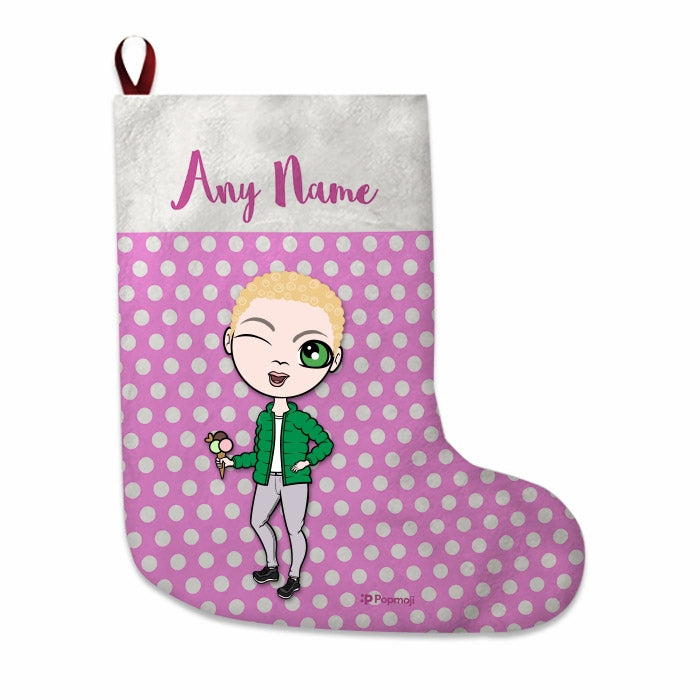 Boys Personalized Christmas Stocking - Polka Dots - Image 3