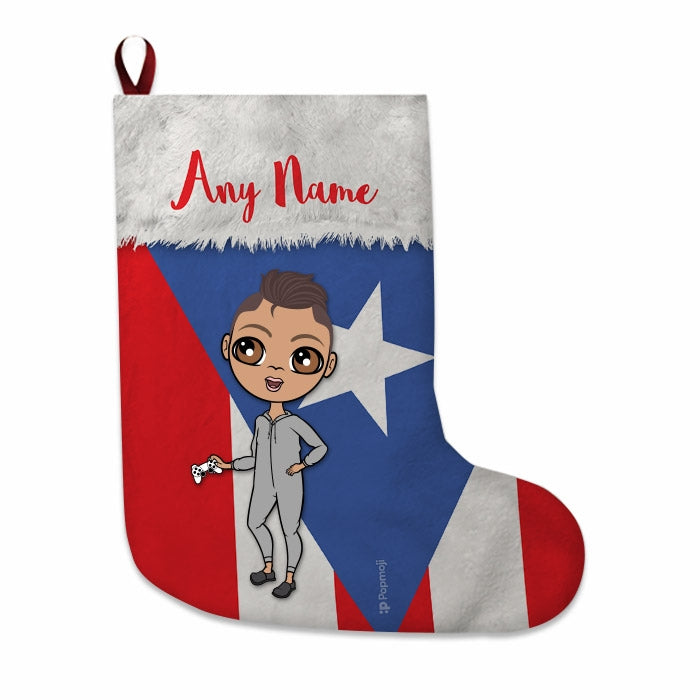 Boys Personalized Christmas Stocking - Puerto Rican Flag - Image 3