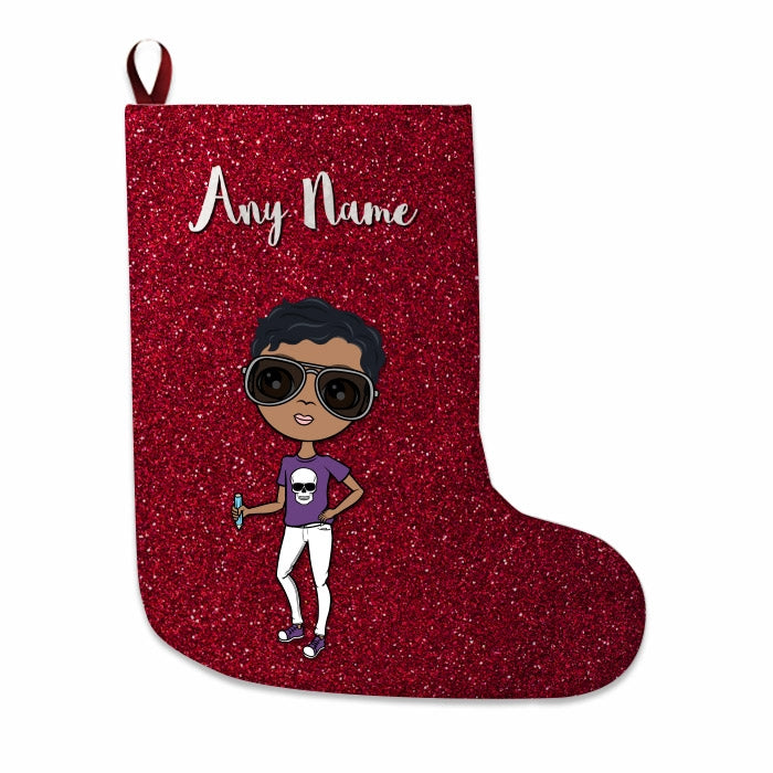 Boys Personalized Christmas Stocking - Red Glitter - Image 2