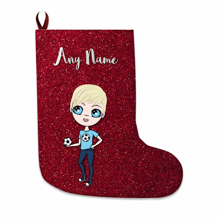 Boys Personalized Christmas Stocking - Red Glitter - Image 4
