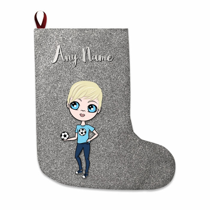 Boys Personalized Christmas Stocking - Silver Glitter - Image 2