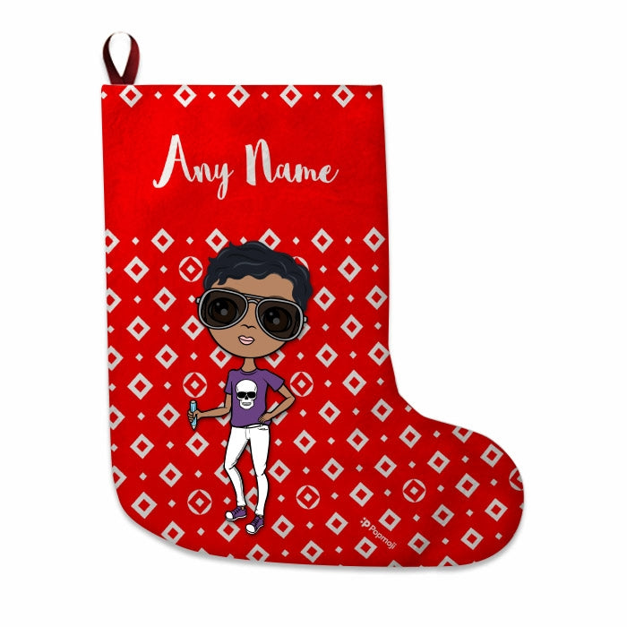 Boys Personalized Christmas Stocking - Diamonds Pattern - Image 3