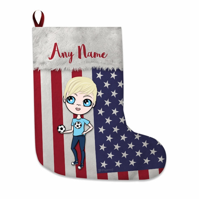 Boys Personalized Christmas Stocking - American Flag - Image 2