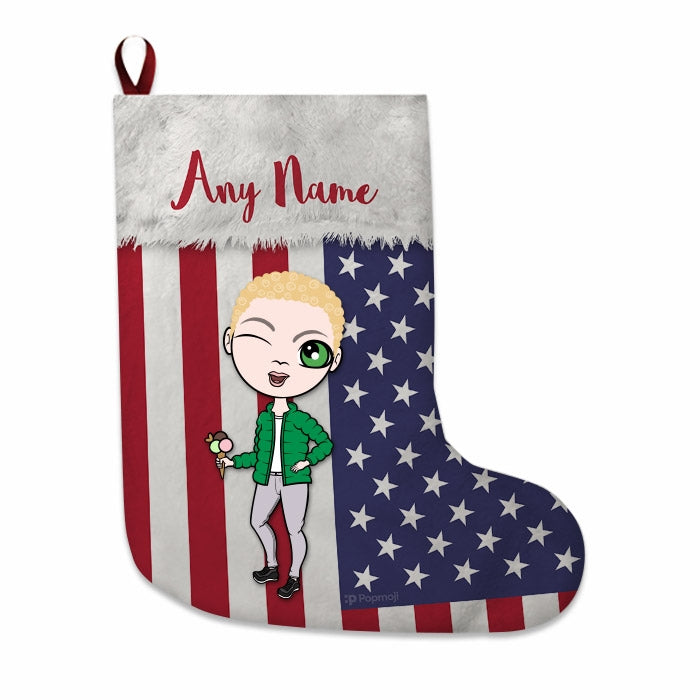 Boys Personalized Christmas Stocking - American Flag - Image 3