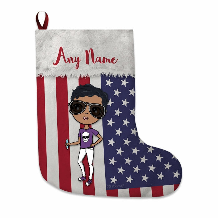 Boys Personalized Christmas Stocking - American Flag - Image 4