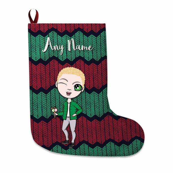 Boys Personalized Christmas Stocking - Zig Zags - Image 1