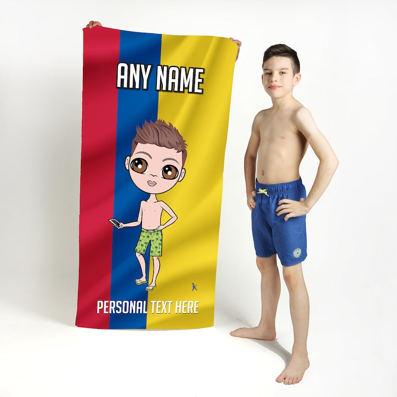 Jnr Boys Columbian Flag Beach Towel - Image 1