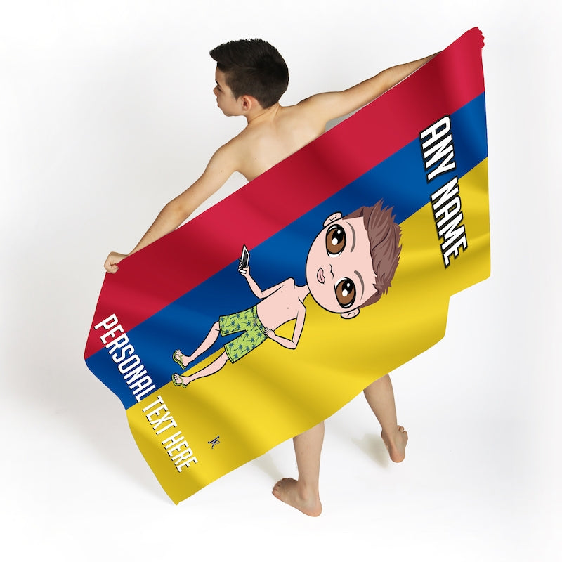 Jnr Boys Columbian Flag Beach Towel - Image 2