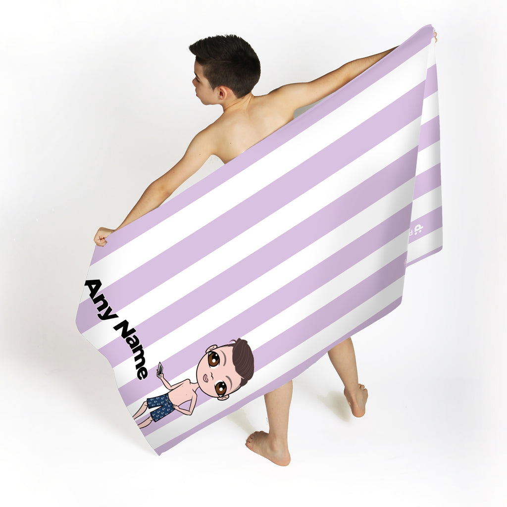 Jnr Boys Personalized Lilac Stripe Beach Towel - Image 2