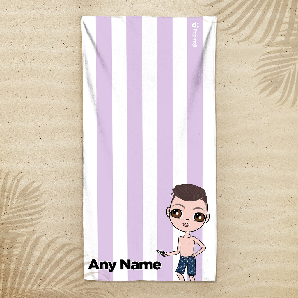 Jnr Boys Personalized Lilac Stripe Beach Towel - Image 3