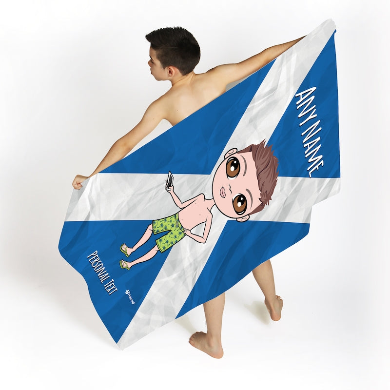 Jnr Boys Scottish Flag Beach Towel - Image 1