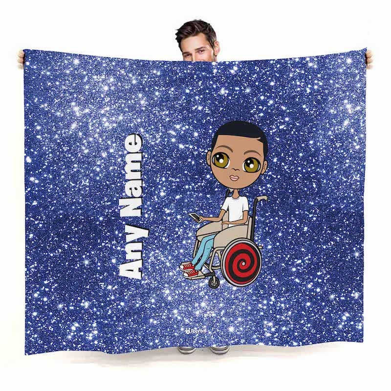 Boys Blue Glitter Effect Wheelchair Fleece Blanket - Image 1