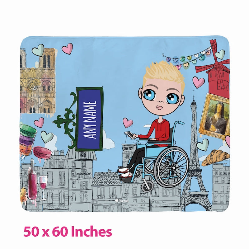 Boys Love Paris Wheelchair Fleece Blanket - Image 3