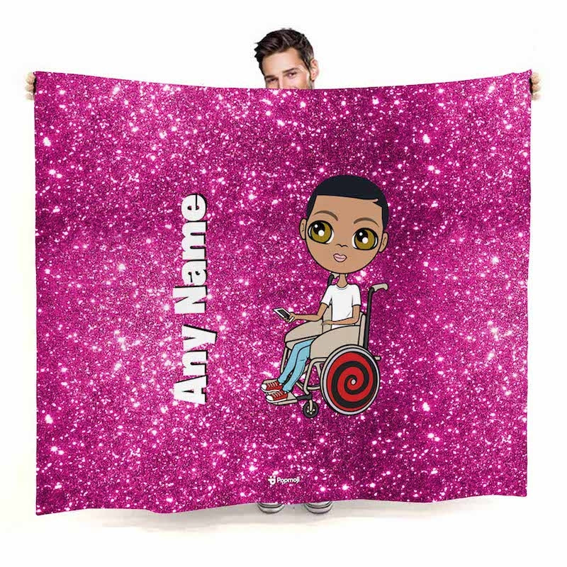 Boys Pink Glitter Effect Wheelchair Fleece Blanket Popmoji