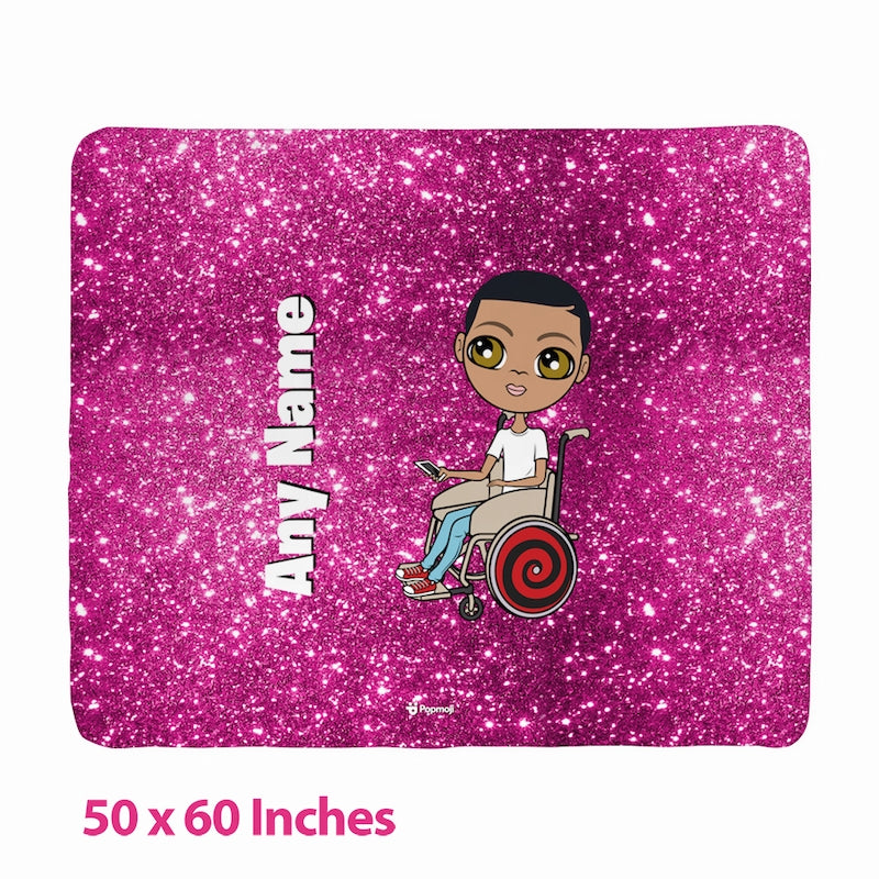 Boys Pink Glitter Effect Wheelchair Fleece Blanket - Image 3