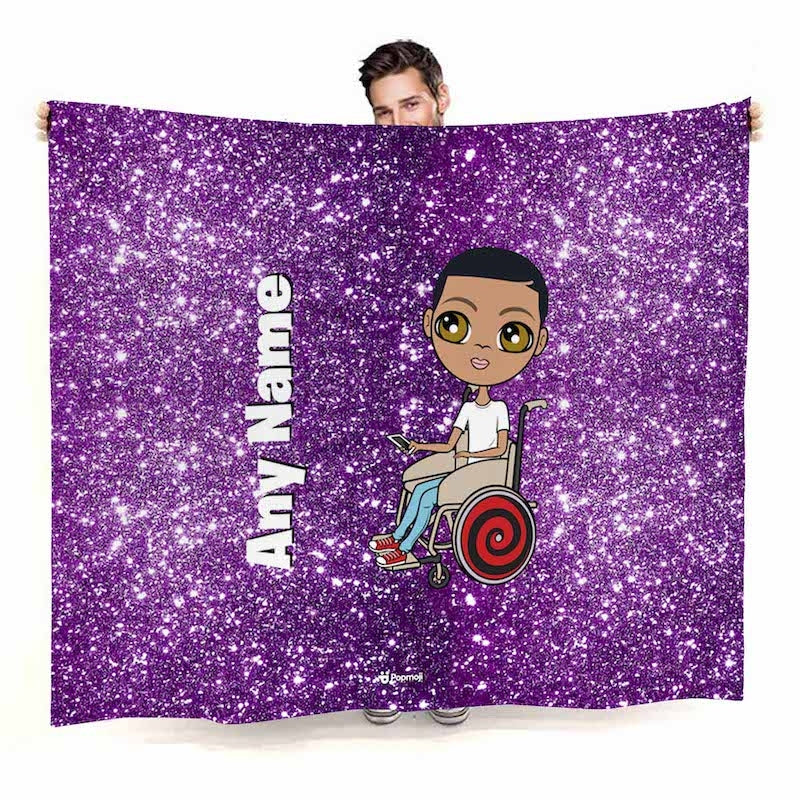 Boys Purple Glitter Effect Wheelchair Fleece Blanket - Image 1