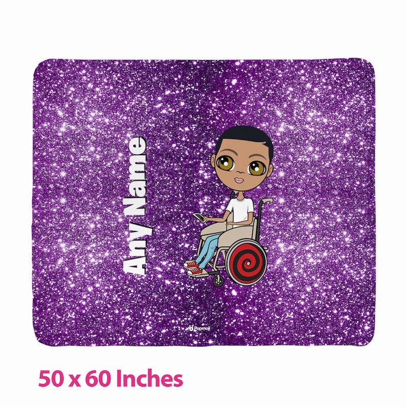 Boys Purple Glitter Effect Wheelchair Fleece Blanket - Image 3
