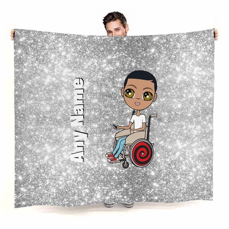 Boys Silver Glitter Effect Wheelchair Fleece Blanket - Image 1