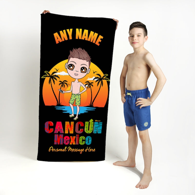 Jnr Boys Cancun Mexico Sunset Beach Towel - Image 1