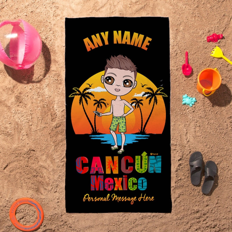 Jnr Boys Cancun Mexico Sunset Beach Towel - Image 3