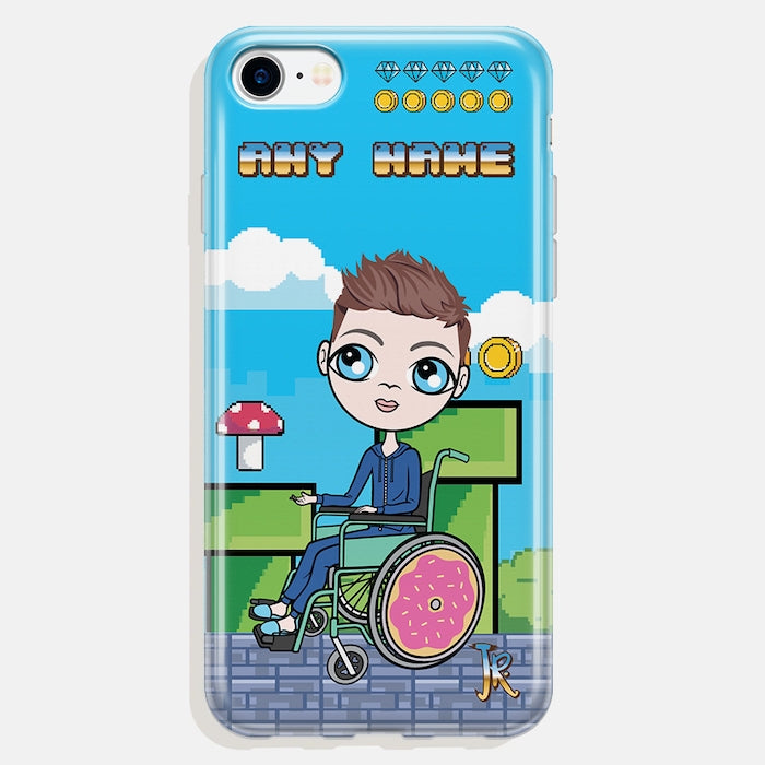 Jnr Boys Wheelchair Personalized Craft Blocks Phone Case - Image 1