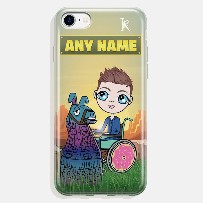 Jnr Boys Wheelchair Personalized Llama Looting Phone Case - Image 1