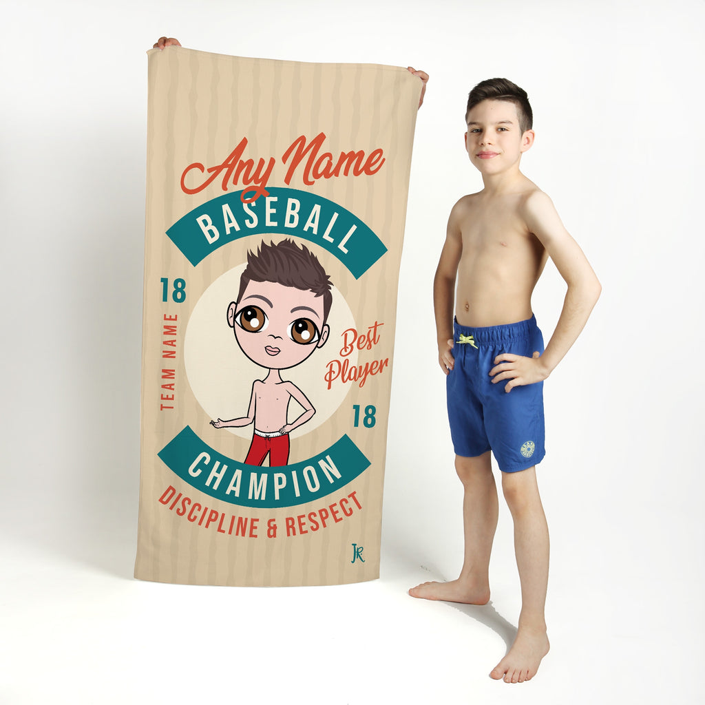 Jnr Boys Retro Baseball Beach Towel - Image 1