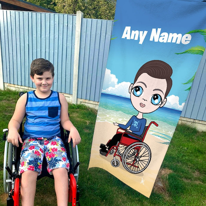 Jnr Boys Beach Print Wheelchair Beach Towel - Image 1