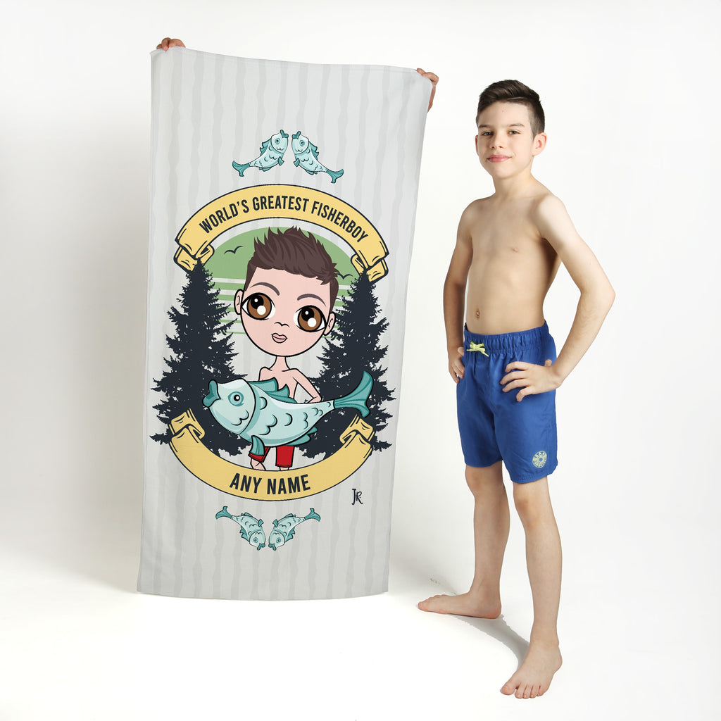 Jnr Boys Greatest Fisherboy Beach Towel - Image 1