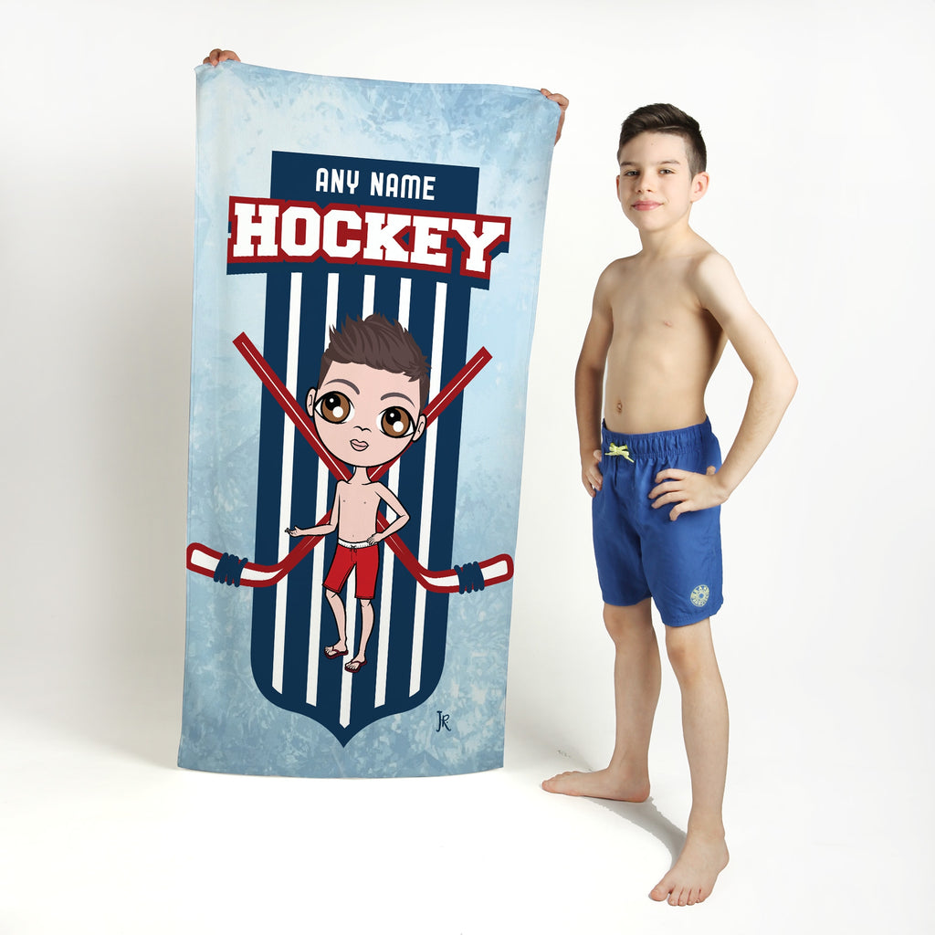 Jnr Boys Ice Hockey Emblem Beach Towel - Image 1