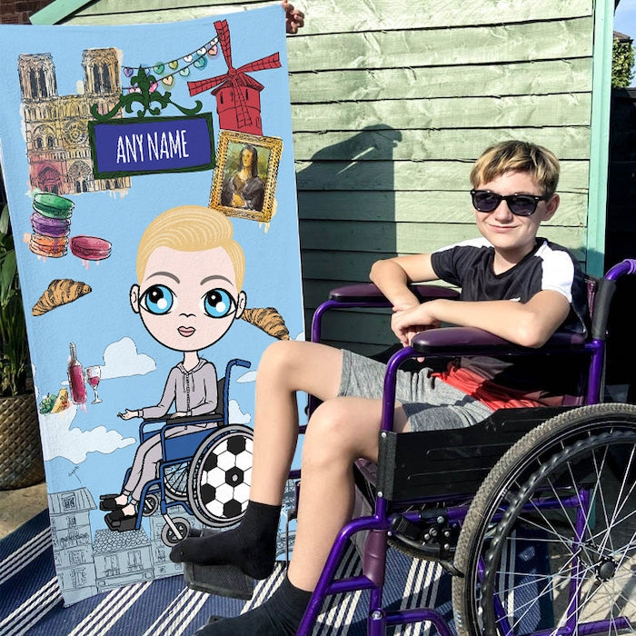 Jnr Boys Love Paris Wheelchair Beach Towel - Image 2