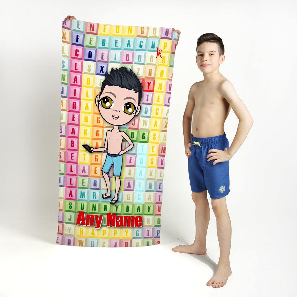 Jnr Boys Word Search Beach Towel - Image 1