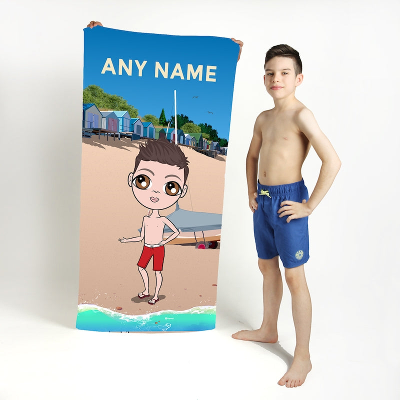 Jnr Boys Beach Huts Beach Towel - Image 1