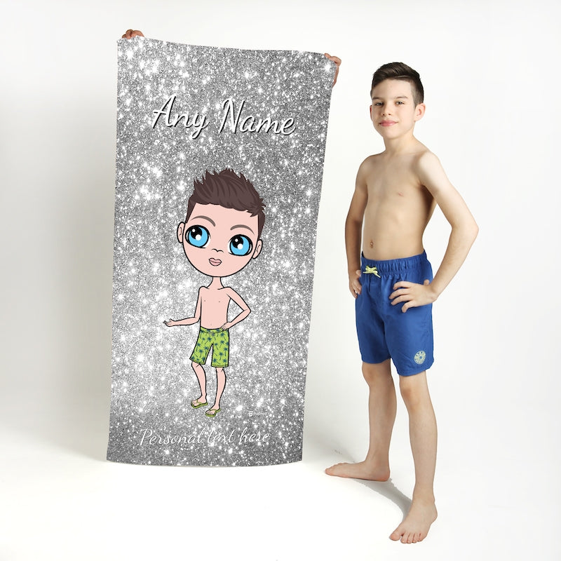 Jnr Boys Glitter Effect Beach Towel - Image 2