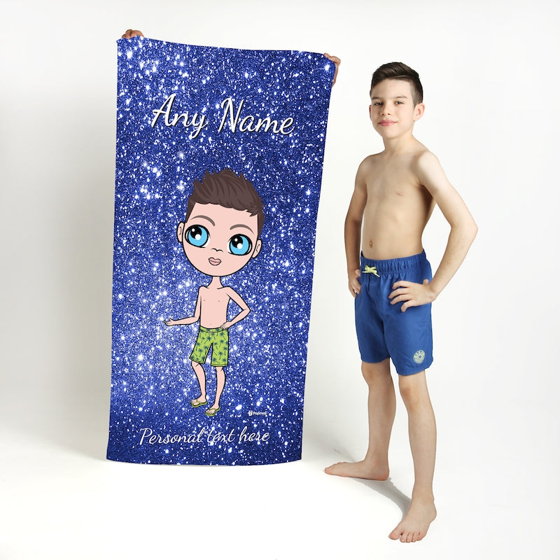 Jnr Boys Glitter Effect Beach Towel - Image 1