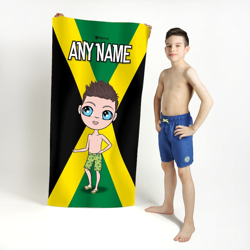 Jnr Boys Jamaican Flag Beach Towel - Image 1