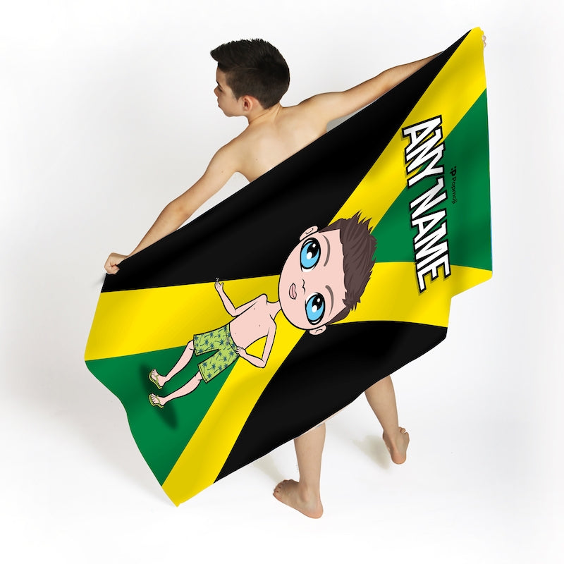 Jnr Boys Jamaican Flag Beach Towel - Image 2