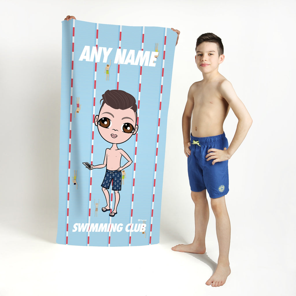 Jnr Boys Personalized Lanes Swimming Towel - Image 1