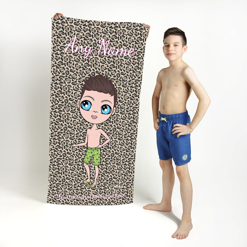 Jnr Boys Leopard Print Beach Towel - Image 1