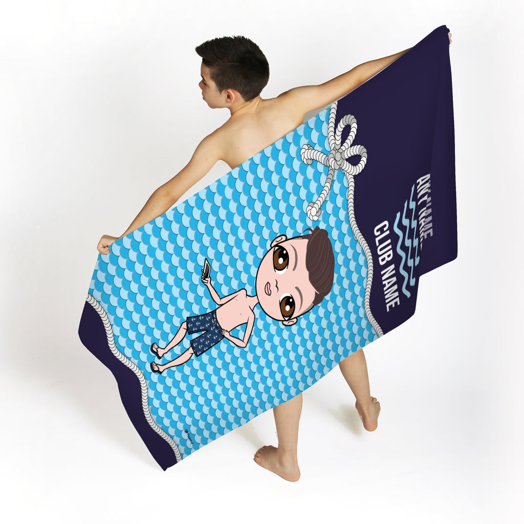 Jnr Boys Personalized Nautical Swimming Towel - Image 1