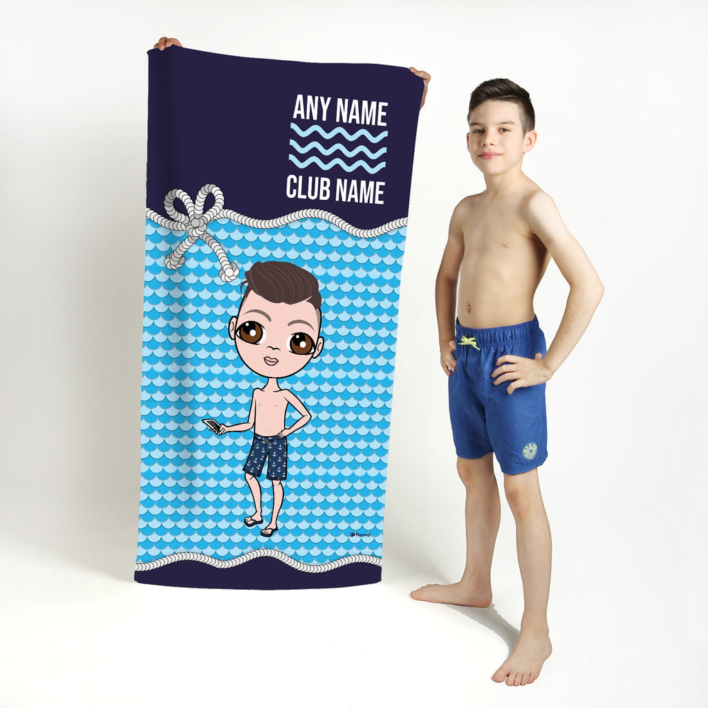 Jnr Boys Personalized Nautical Swimming Towel - Image 2