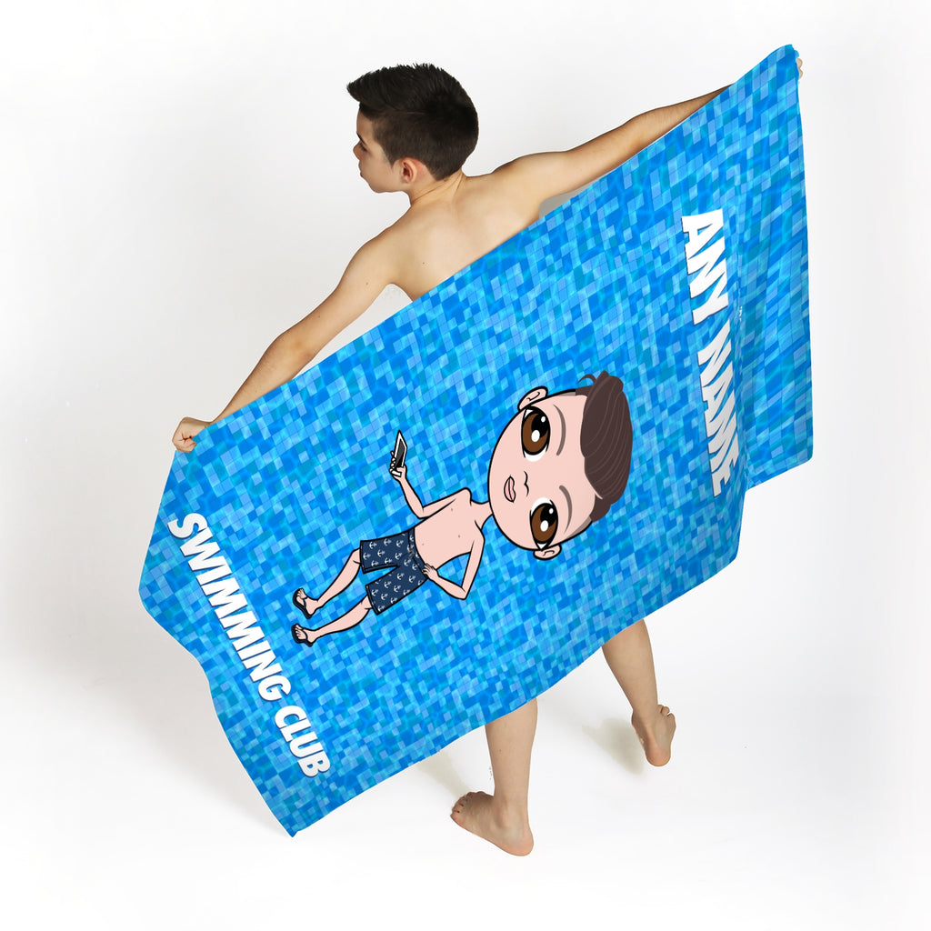 Jnr Boys Personalized Pool Texture Swimming Towel - Image 2
