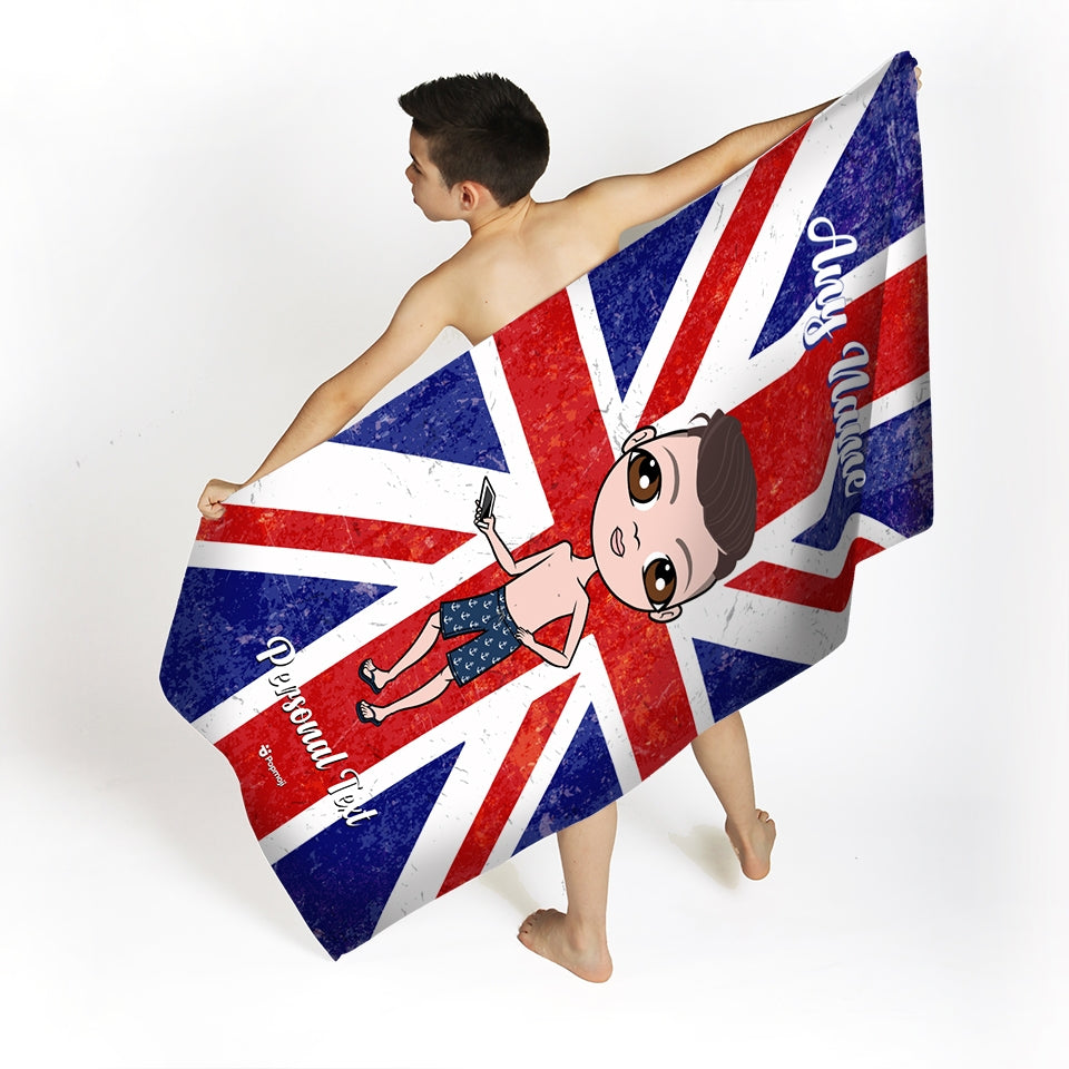 Jnr Boys Union Jack Beach Towel - Image 2