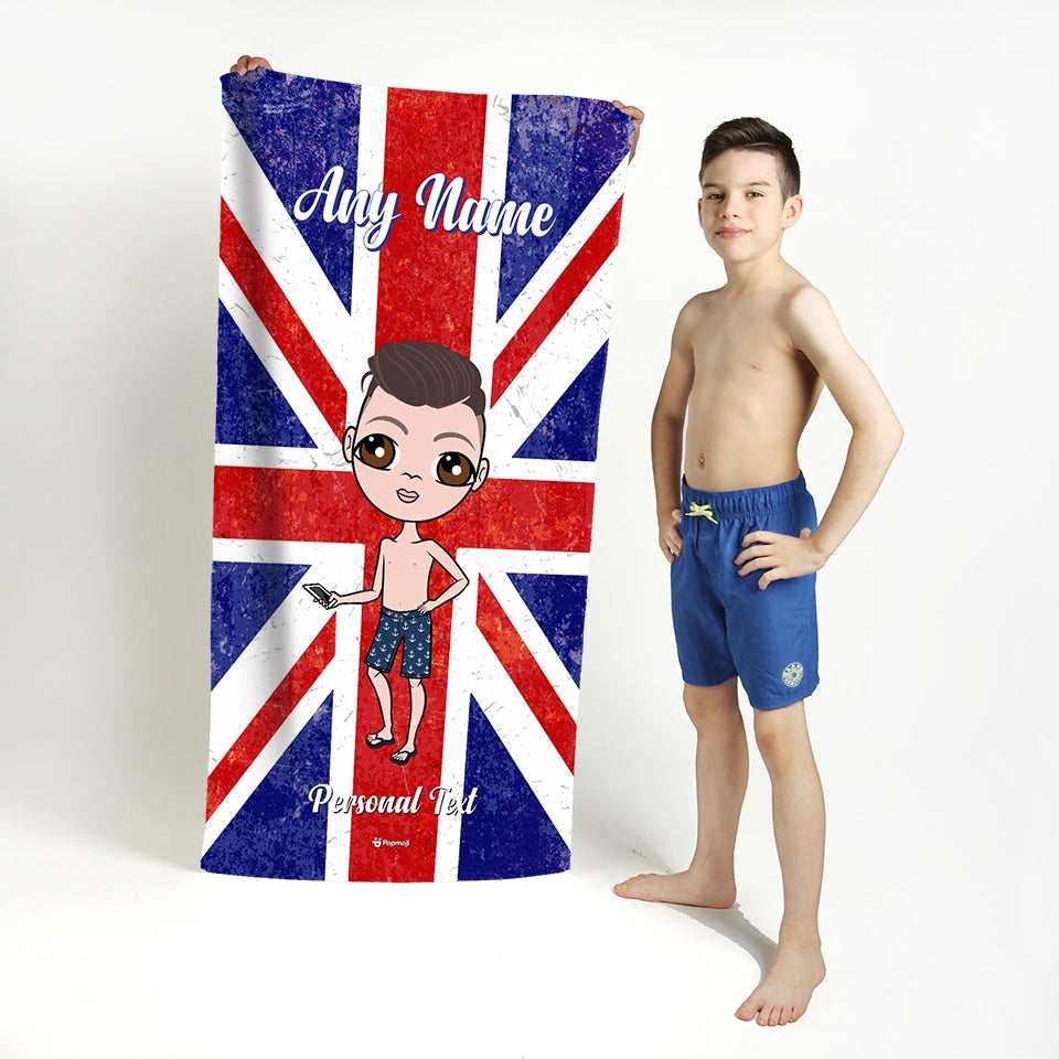 Jnr Boys Union Jack Beach Towel - Image 1